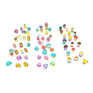 Lot of Squinkies -67 Rubber Figures With Capsule balls- Animal, People and Carto